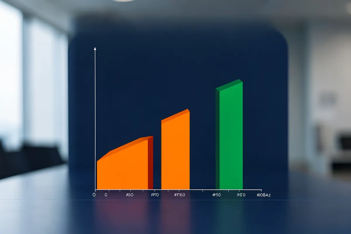 Gráfico de barras mostrando crescimento de eficiência após implementação de gestão de TI.