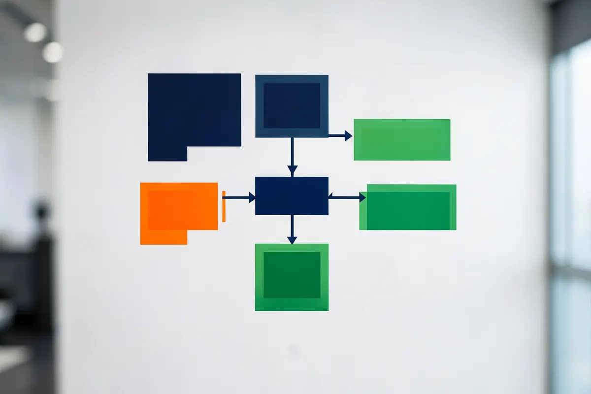 Diagrama de fluxo mostrando a interconexão de diferentes processos de TI.